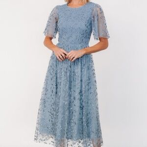 Baltic Born Kendra Embroidered Dress | Dusty Blue Size XLXL